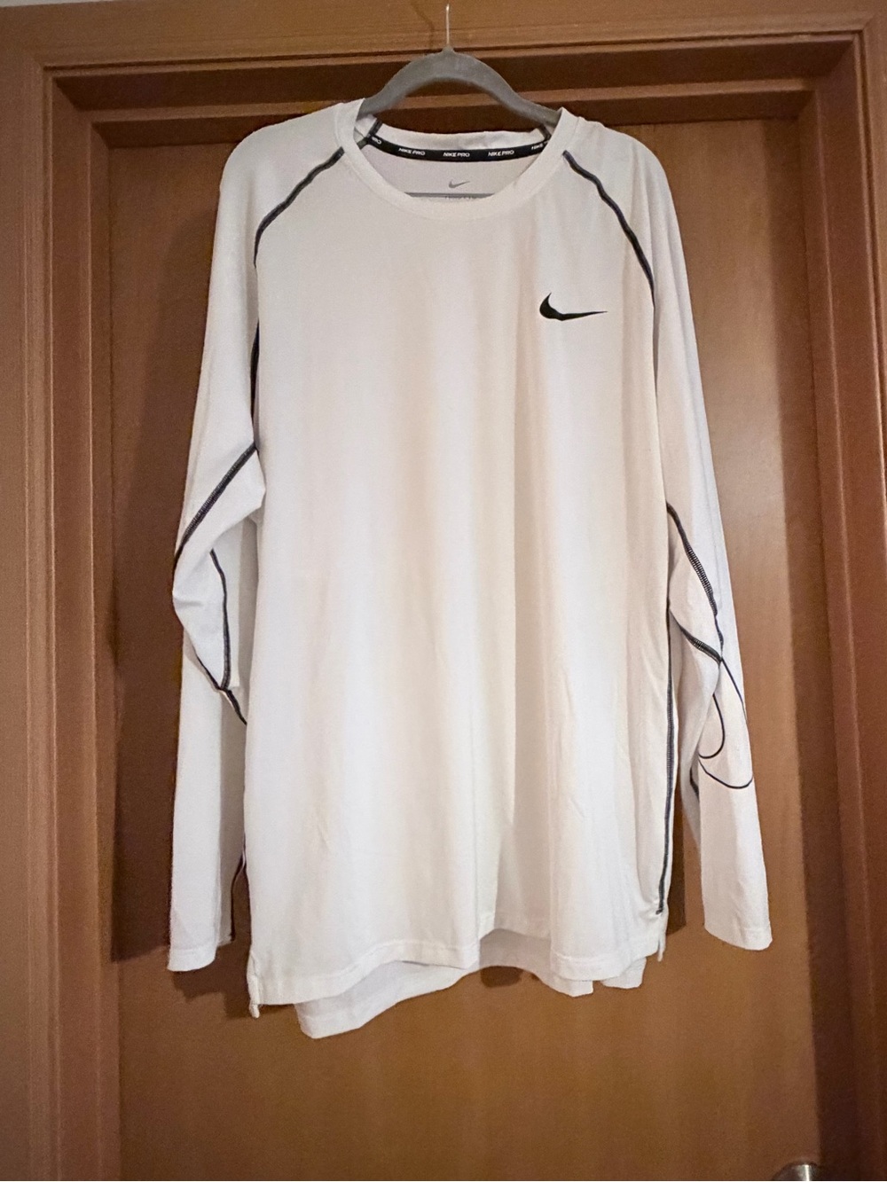 Nike Long Sleeve Crew Shirt in White with Black Accents